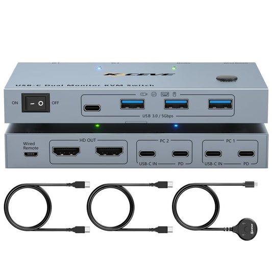NW-KVMC212H 4K 60Hz USB-C / Type-C Ports Dual Monitor KVM Switch