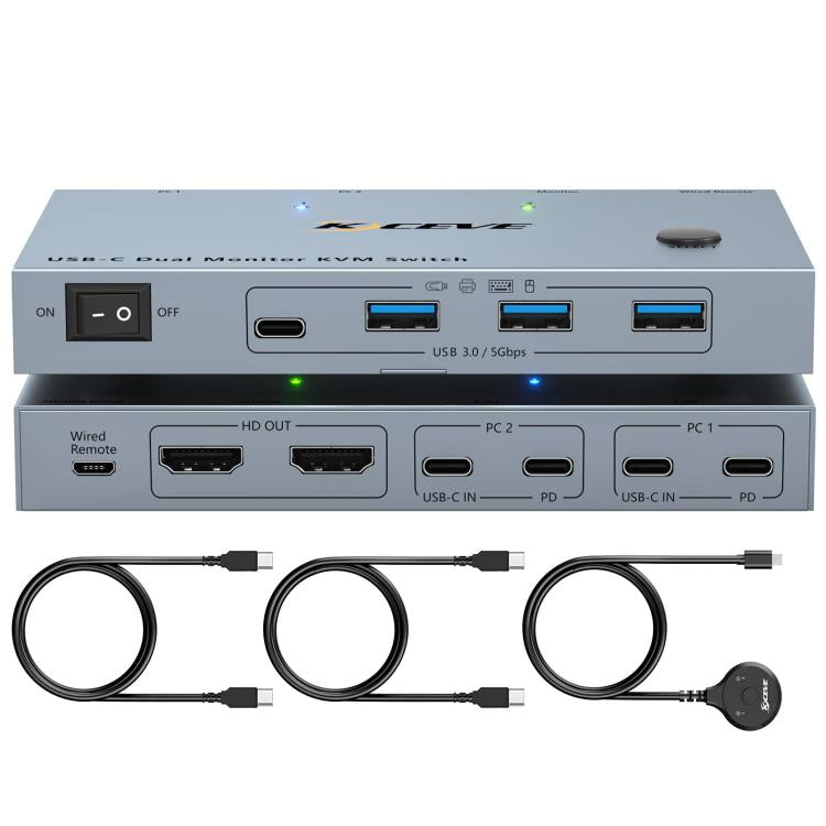 NW-KVMC212H 4K 60Hz USB-C / Type-C Ports Dual Monitor KVM Switch
