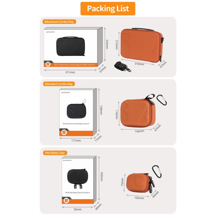 For DJI Osmo Action 6 / 5 Pro / 4 / 3 Sunnylife Portable Carrying Storage Box