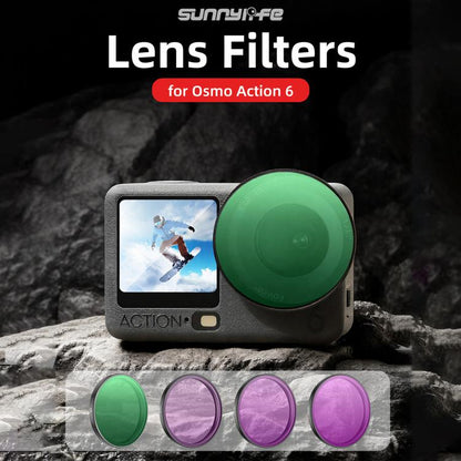 For DJI Osmo Action 6 Sunnylife Camera Lens Filter, Black Mist 1/4, CPL, MCUV, ND8, ND16, ND32, ND64, NIGHT, 3 in 1 Light Shadow, 4 in 1 Mixed Filter, 4 in 1 ND, 6 in 1 Mixed Filter, 8 in 1 Mixed Filter