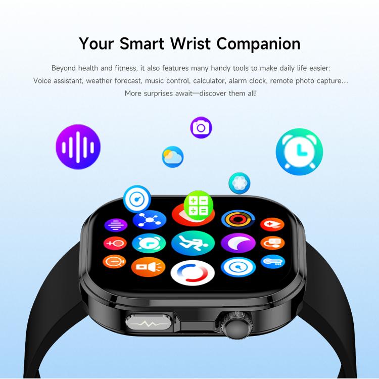 GE52 1.88-inch Full Touch HD Screen BT Call Smart Watch Silicone Strap, Supports Health Monitoring