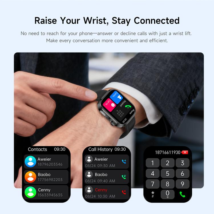 GE52 1.88-inch Full Touch HD Screen BT Call Smart Watch Silicone Strap, Supports Health Monitoring