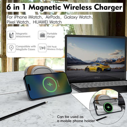 15W Multi-function Magnetic Wireless Charg with Fold Stand
