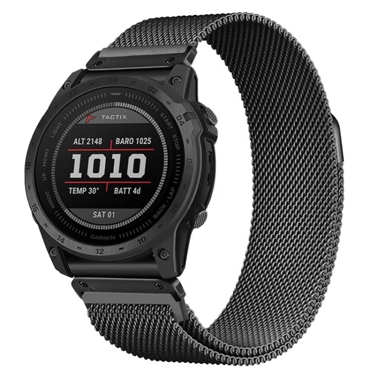 Separate Tactix Milanese Magnetic Stainless Steel Watch Band, For Garmin 26mm, For Garmin 22mm, For Garmin 20mm