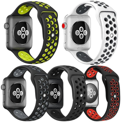 5 Pack xDfind Two Color Silicone Sports Watch Band, For Apple Watch 42 / 44 / 45 / 46 / 49mm, For Apple Watch 38 / 40 / 41 / S11 42mm