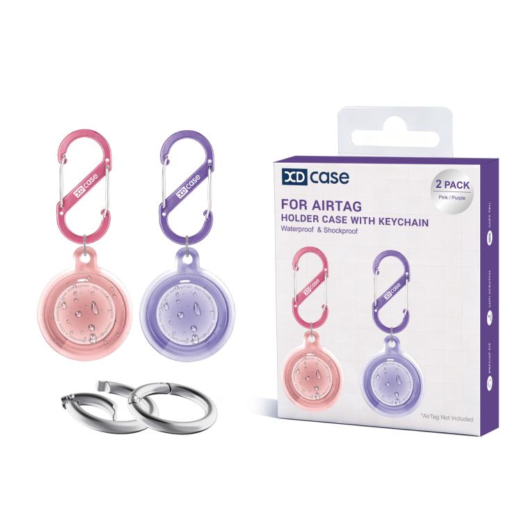 XDcase 2 Pack Full-cover Waterproof TPU Protective Case with Keychain, For AirTag