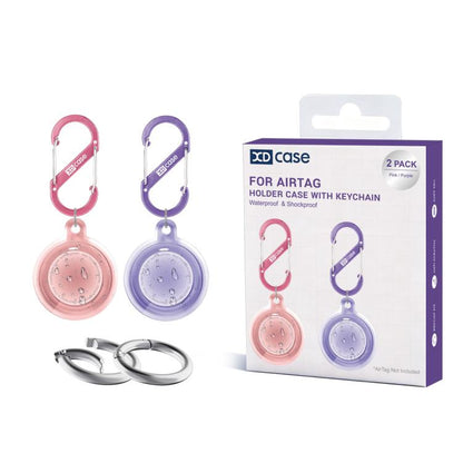 XDcase 2 Pack Full-cover Waterproof TPU Protective Case with Keychain, For AirTag