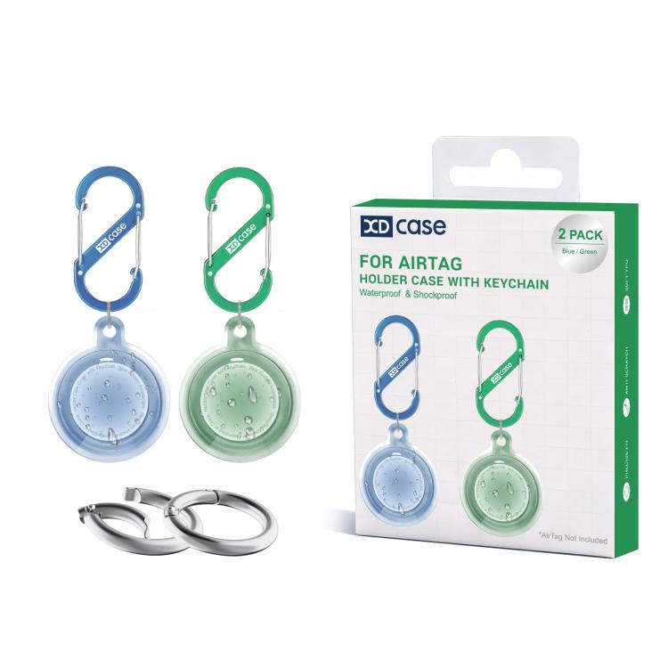 XDcase 2 Pack Full-cover Waterproof TPU Protective Case with Keychain, For AirTag