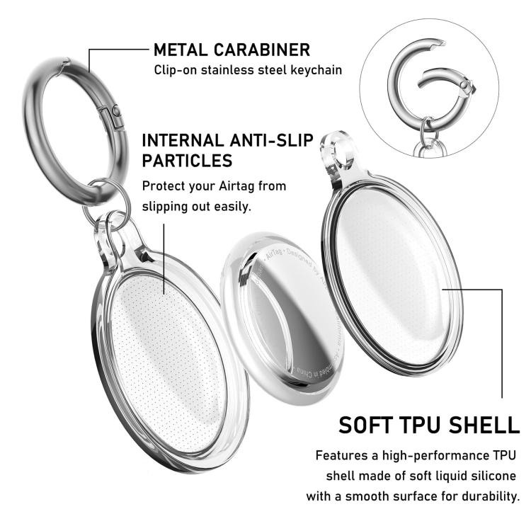 XDcase 2 Pack Full-cover Waterproof TPU Protective Case with Keychain, For AirTag