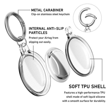 XDcase 2 Pack Full-cover Waterproof TPU Protective Case with Keychain, For AirTag