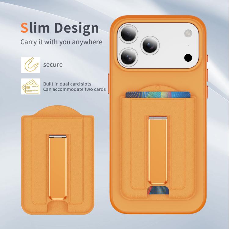 Leather Texture MagSafe Magnetic Folding Stand Phone Card Slots Holder