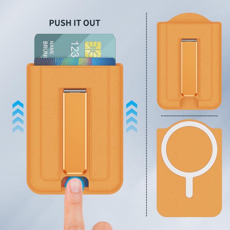 Leather Texture MagSafe Magnetic Folding Stand Phone Card Slots Holder