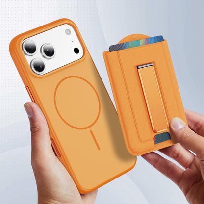 Leather Texture MagSafe Magnetic Folding Stand Phone Card Slots Holder