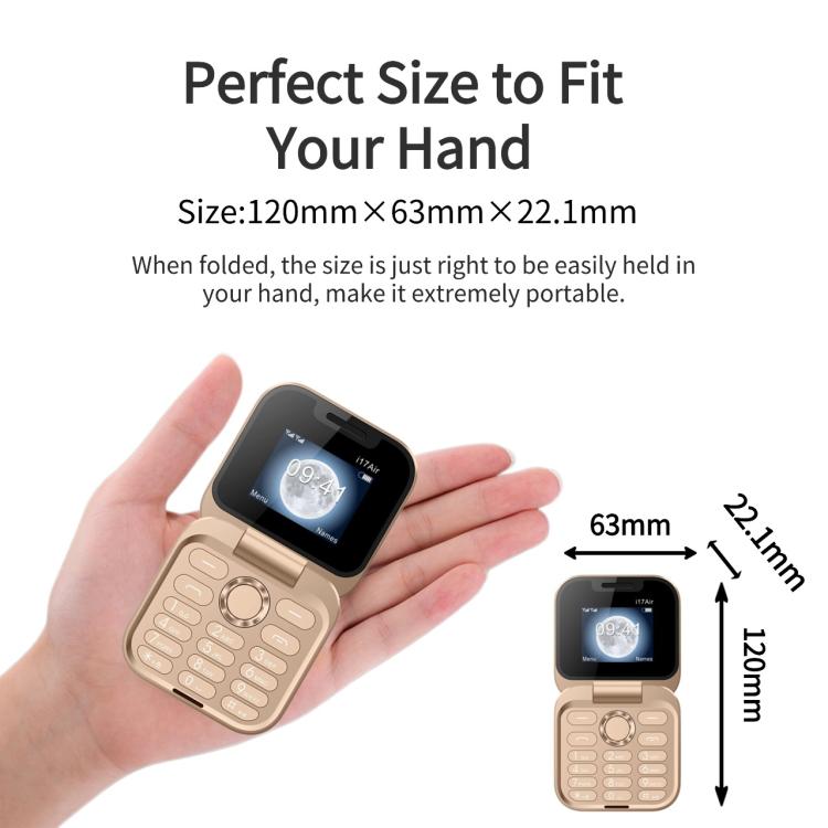 i17Air Mini Flip Dual Screen Phone, 1.8 inch, Support Bluetooth, FM, GSM, Dual SIM