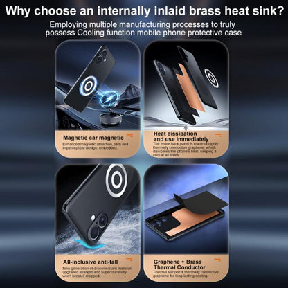 Graphene Brass Thermal Grease Cooling Frosted Magnetic Phone Case, For iPhone 17e / 16e, For iPhone 17 Pro Max, For iPhone 17 Pro, For iPhone 17, For iPhone Air, For iPhone 16 Pro Max, For iPhone 16 Pro, For iPhone 16 Plus, For iPhone 16               ...