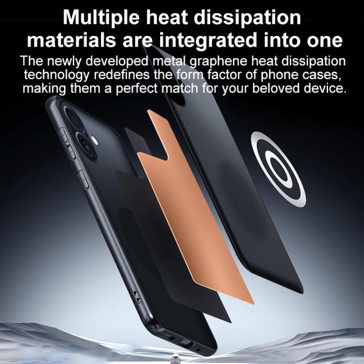 Graphene Brass Thermal Grease Cooling Frosted Magnetic Phone Case, For iPhone 17e / 16e, For iPhone 17 Pro Max, For iPhone 17 Pro, For iPhone 17, For iPhone Air, For iPhone 16 Pro Max, For iPhone 16 Pro, For iPhone 16 Plus, For iPhone 16               ...