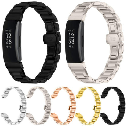 Slim Butterfly Buckle Metal Stainless Steel Watch Band, For Fitbit Inspire 3, For Fitbit Ace 3 / Ace 2 / Inspire 2