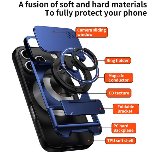 Lens Sliding Window Multifunctional Magnetic Shockproof Phone Case, For iPhone 18 Pro, For iPhone 18 Pro Max, For iPhone 17e / 16e, For iPhone 17 Pro Max, For iPhone 17 Pro, For iPhone 17, For iPhone Air, For iPhone 16 Pro Max, For iPhone 16 Pro       ...