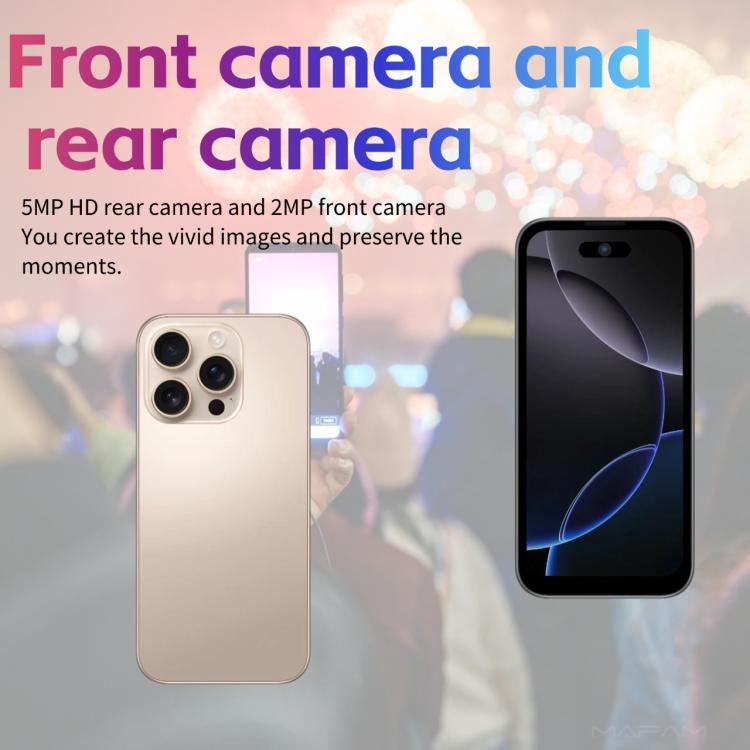 16 Pro Max, 1GB+16GB, 3.75 inch Android 8.1 MediaTek MT6580 Quad Core, Network: 3G, Dual SIM