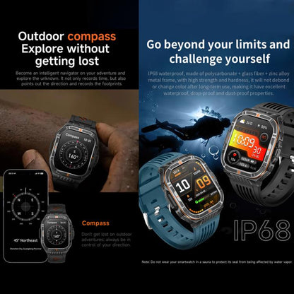 HT38 2.01 inch IPS Square Screen Smart Sports Watch Supports Bluetooth Call, Health Monitoring, LED Flashlight