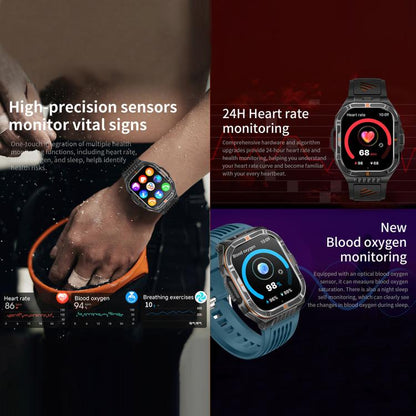 HT38 2.01 inch IPS Square Screen Smart Sports Watch Supports Bluetooth Call, Health Monitoring, LED Flashlight
