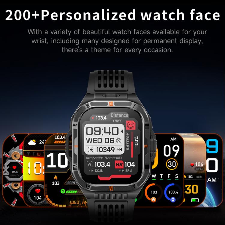 HT38 2.01 inch IPS Square Screen Smart Sports Watch Supports Bluetooth Call, Health Monitoring, LED Flashlight