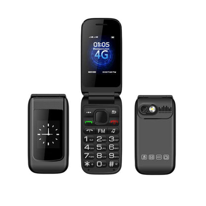 B326 Dual Screen Flip Elder Phone, 2.4 inch Inner, 1.8 inch Outer, 24 Keys, Network: 2G, Dual SIM, EU Plug