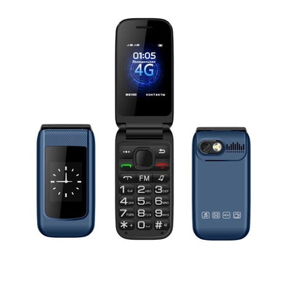 B326 Dual Screen Flip Elder Phone, 2.4 inch Inner, 1.8 inch Outer, 24 Keys, Network: 2G, Dual SIM, EU Plug