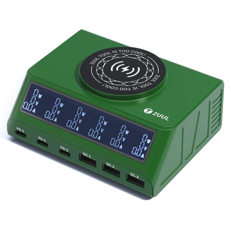 2UUL PC11 110W Multi-Port PD + QC Desktop Charging Station with 15W Wireless Charging, EU Plug, US Plug