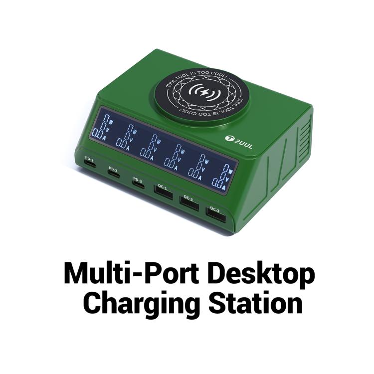 2UUL PC11 110W Multi-Port PD + QC Desktop Charging Station with 15W Wireless Charging, EU Plug, US Plug