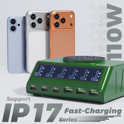 2UUL PC11 110W Multi-Port PD + QC Desktop Charging Station with 15W Wireless Charging, EU Plug, US Plug