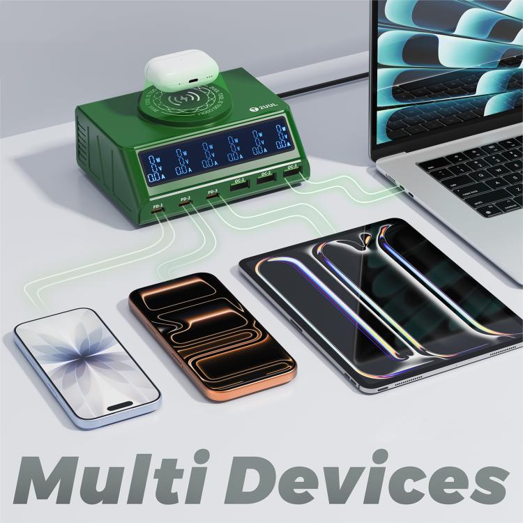 2UUL PC11 110W Multi-Port PD + QC Desktop Charging Station with 15W Wireless Charging, EU Plug, US Plug
