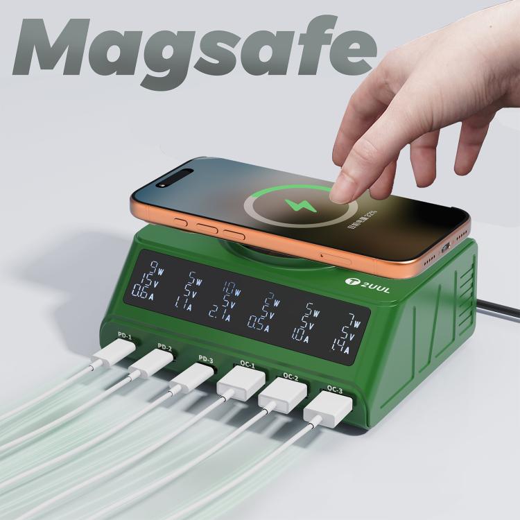 2UUL PC11 110W Multi-Port PD + QC Desktop Charging Station with 15W Wireless Charging, EU Plug, US Plug