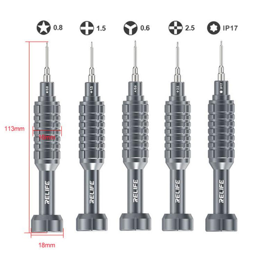 RELIFE RL-730A 5 in 1 Steel Cannon King Classic Series Aluminum Alloy Screwdriver Set, 5 in 1 Set