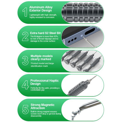 RELIFE RL-730A 5 in 1 Steel Cannon King Classic Series Aluminum Alloy Screwdriver Set, 5 in 1 Set