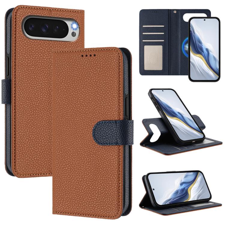 Detachable Litchi Texture Magnetic Side-Patch Vegan Leather Phone Case, For Google Pixel 10 Pro XL, For Google Pixel 10 / 10 Pro, For Google Pixel 9 Pro XL, For Google Pixel 9 / 9 Pro, For Google Pixel 8 Pro, For Google Pixel 8