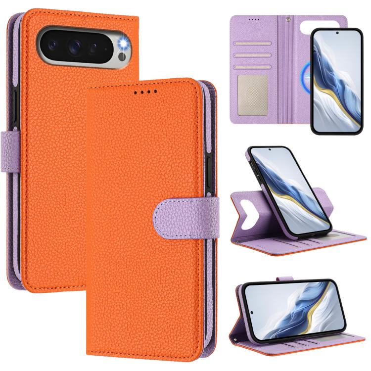 Detachable Litchi Texture Magnetic Side-Patch Vegan Leather Phone Case, For Google Pixel 10 Pro XL, For Google Pixel 10 / 10 Pro, For Google Pixel 9 Pro XL, For Google Pixel 9 / 9 Pro, For Google Pixel 8 Pro, For Google Pixel 8