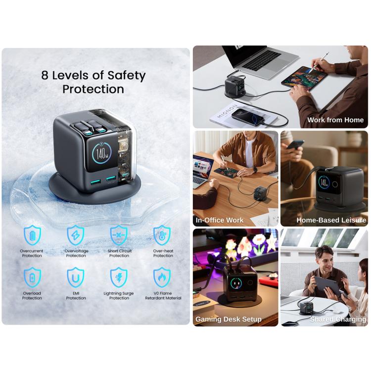 JOYROOM JR-TRD01 PODIX 140W 5-Port Desktop GaN Charger, US Plug, EU Plug, UK Plug