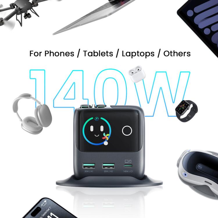 JOYROOM JR-TRD01 PODIX 140W 5-Port Desktop GaN Charger, US Plug, EU Plug, UK Plug