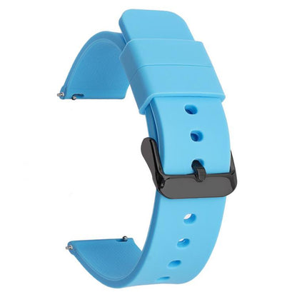 xDfind Stainless Steel Black Pin Buckle Solid Color Silicone Waterproof Watch Band, 10mm, 12mm, 14mm, 15mm, 16mm, 18mm, 19mm