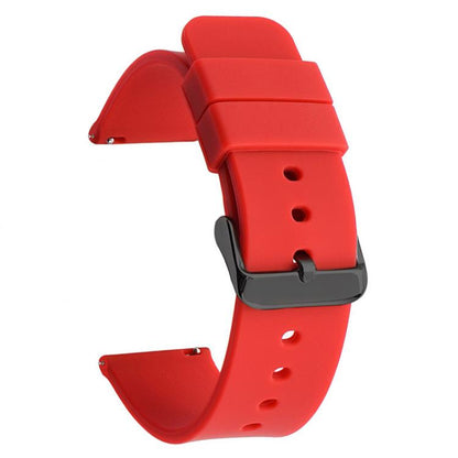 xDfind Stainless Steel Black Pin Buckle Solid Color Silicone Waterproof Watch Band, 20mm, 21mm, 22mm, 24mm