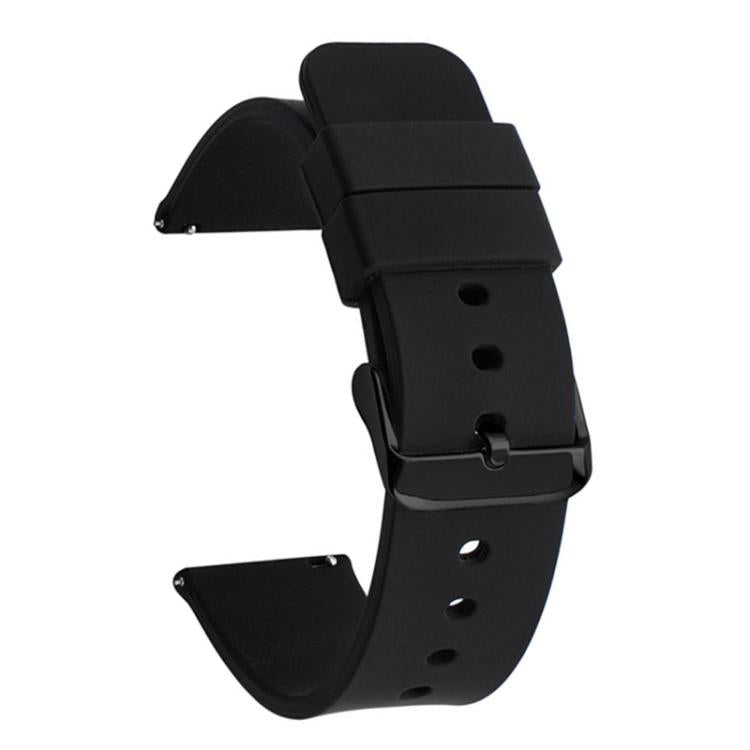 xDfind Stainless Steel Black Pin Buckle Solid Color Silicone Waterproof Watch Band, 20mm, 21mm, 22mm, 24mm