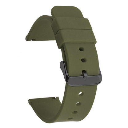 xDfind Stainless Steel Black Pin Buckle Solid Color Silicone Waterproof Watch Band, 20mm, 21mm, 22mm, 24mm