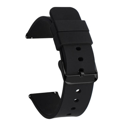 xDfind Stainless Steel Black Pin Buckle Solid Color Silicone Waterproof Watch Band, 20mm, 21mm, 22mm, 24mm