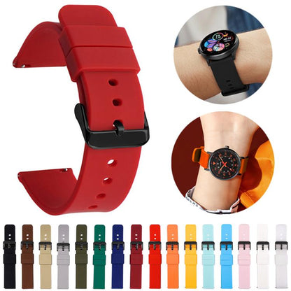 xDfind Stainless Steel Black Pin Buckle Solid Color Silicone Waterproof Watch Band, 20mm, 21mm, 22mm, 24mm