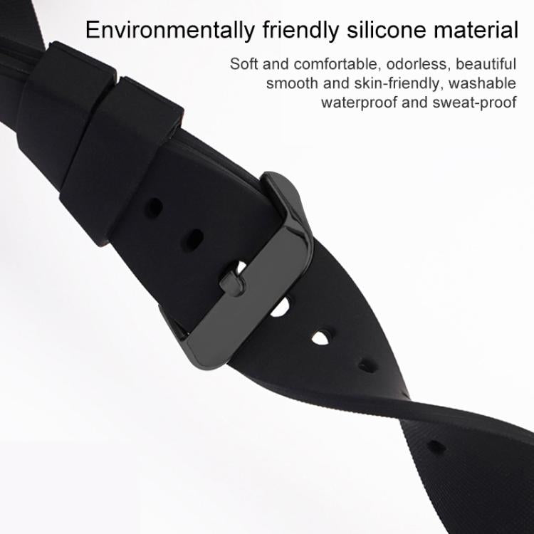 xDfind Stainless Steel Black Pin Buckle Solid Color Silicone Waterproof Watch Band, 10mm, 12mm, 14mm, 15mm, 16mm, 18mm, 19mm