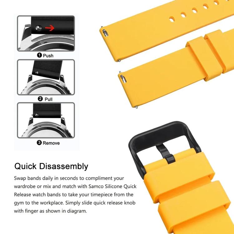 xDfind Stainless Steel Black Pin Buckle Solid Color Silicone Waterproof Watch Band, 20mm, 21mm, 22mm, 24mm