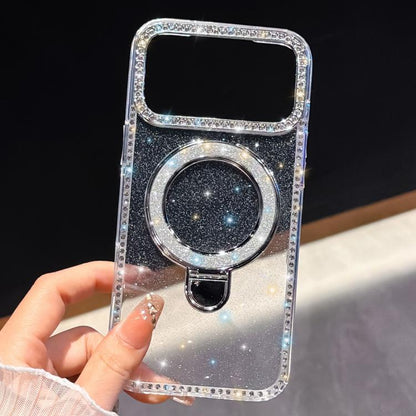Rhinestone Glitter Kickstand Dual-side IMD Phone Case, For iPhone 13