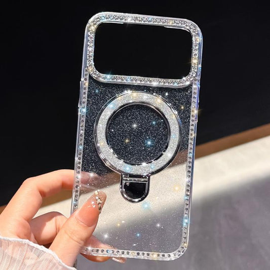 Rhinestone Glitter Kickstand Dual-side IMD Phone Case, For iPhone 13