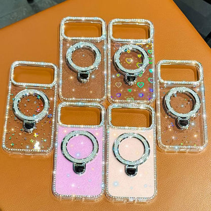 Rhinestone Glitter Kickstand Dual-side IMD Phone Case, For iPhone 13